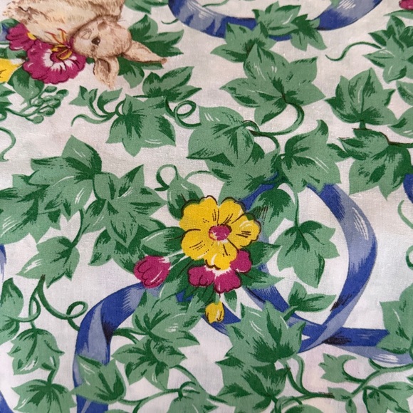 Floral Spring Bunny Print Fabric Table Cloth - Picture 4 of 5